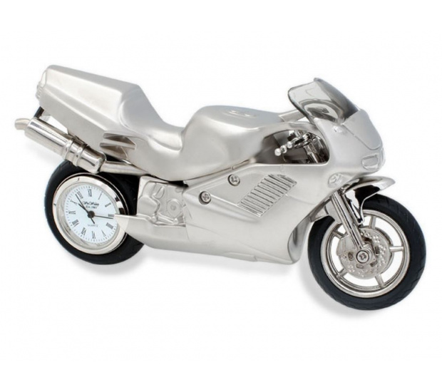 Zegar Mini Motocykl Ścigacz Silver mat 