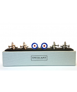 Zestaw spinek do mankietów na prezent dla Lotnika, Pilota Spitfire RAF
