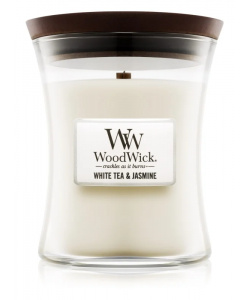 Świeca WoodWick WHITE TEA AND JASMIN średnia Zapach Miesiąca